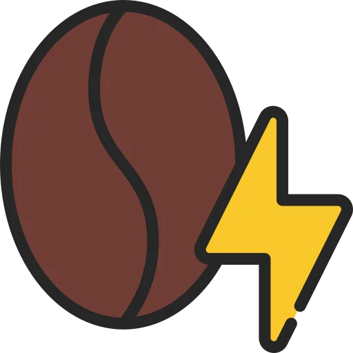 En kaffeböna med energi bredvid