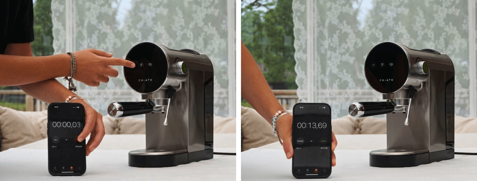 En bild som visar hur snabb CHiATO Luna Style sätts igång med en timer
