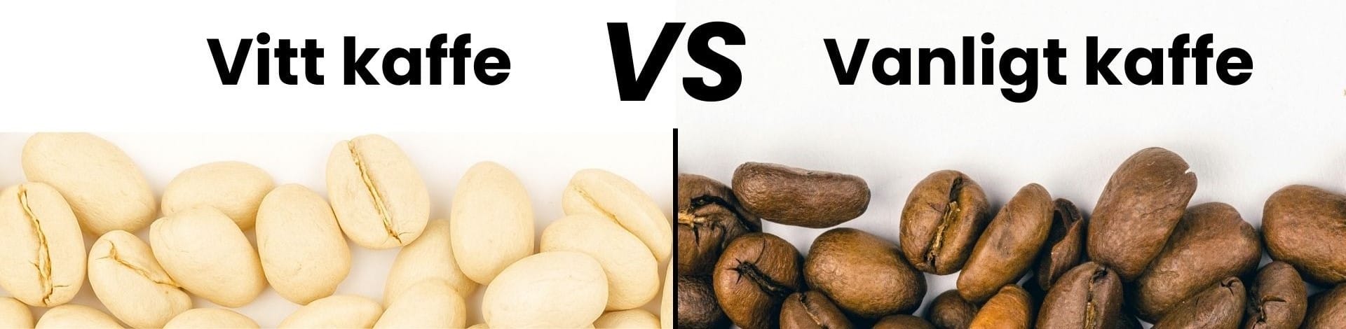 En bild som visar vitt kaffe vs vanligt kaffe